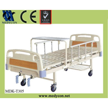 MDK-T305 2 manivelas cama de hospital manual com mesa cama de hospital portátil barato